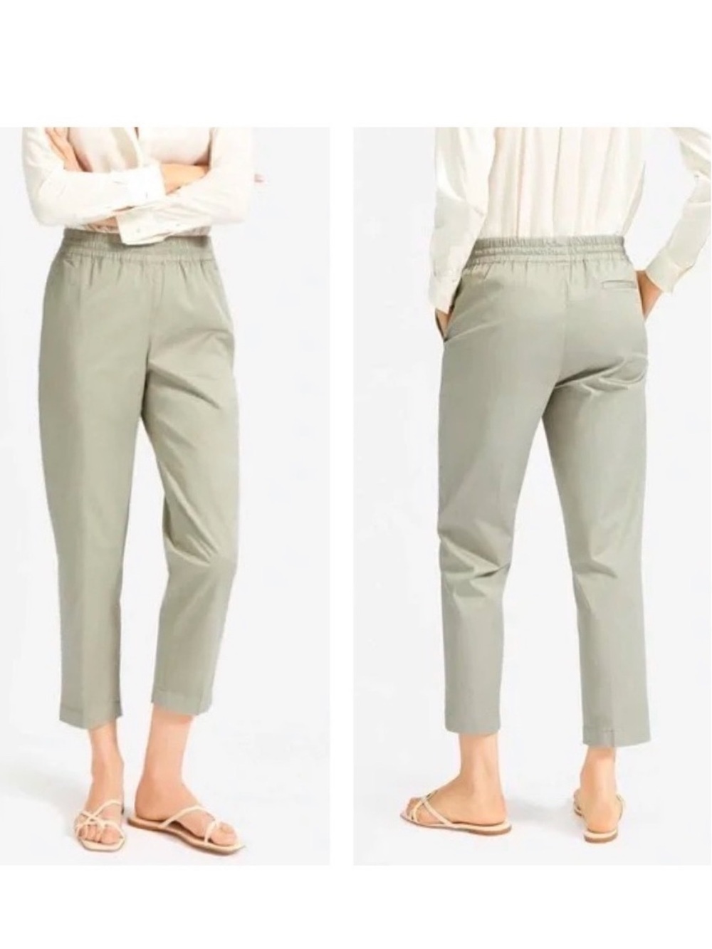 Everlane The Easy Chino Cotton Pull On Pant Sage Gray Green 6 Spring Casual
